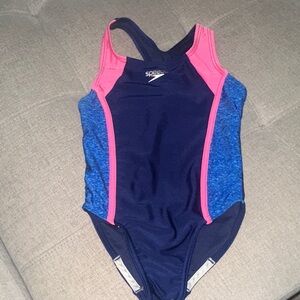 Speedo Swimsuit in Navy, Pink, and Blue